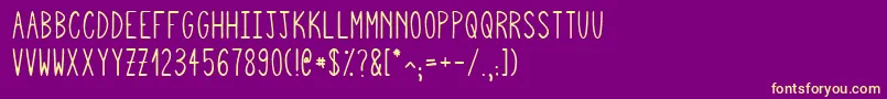 Fonte Squigglyasta – fontes amarelas em um fundo roxo