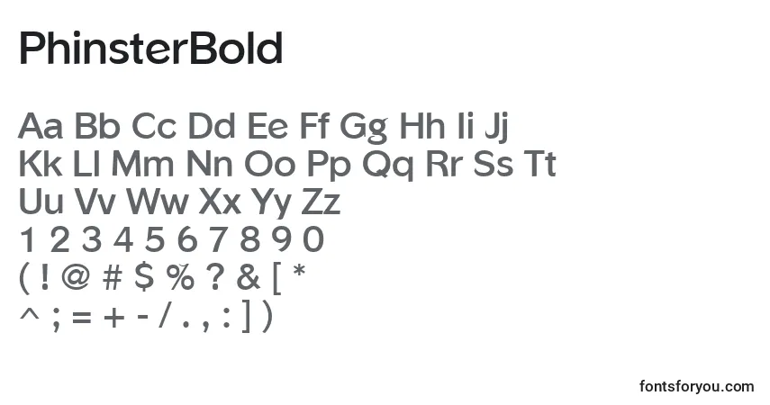 Schriftart PhinsterBold – Alphabet, Zahlen, spezielle Symbole