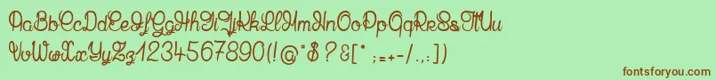 MandalaHome-fontti – ruskeat fontit vihreällä taustalla