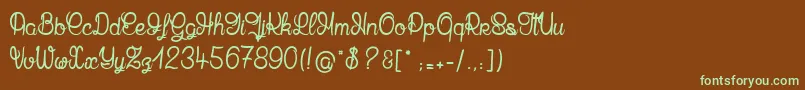 MandalaHome-fontti – vihreät fontit ruskealla taustalla