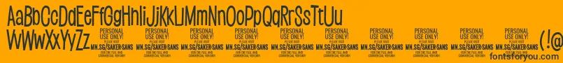 Шрифт SakersansmediumPersonalUse – чёрные шрифты на оранжевом фоне