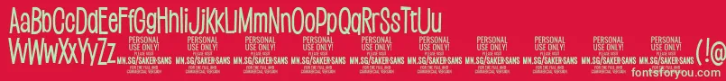 Fonte SakersansmediumPersonalUse – fontes verdes em um fundo vermelho