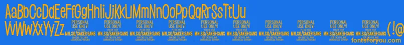 フォントSakersansmediumPersonalUse – オレンジ色の文字が青い背景にあります。