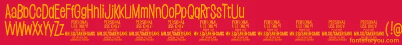 SakersansmediumPersonalUse Font – Orange Fonts on Red Background