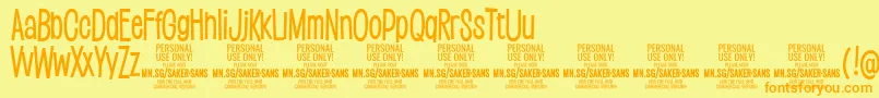 SakersansmediumPersonalUse-Schriftart – Orangefarbene Schriften auf gelbem Hintergrund