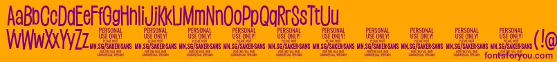 フォントSakersansmediumPersonalUse – オレンジの背景に紫のフォント