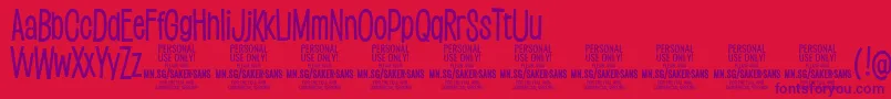 Fonte SakersansmediumPersonalUse – fontes roxas em um fundo vermelho