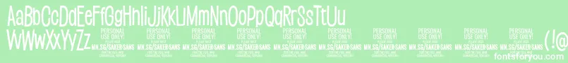 Шрифт SakersansmediumPersonalUse – белые шрифты на зелёном фоне