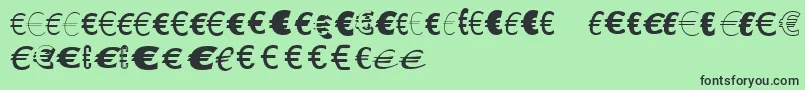 Fonte LinotypeEurofontGToP – fontes pretas em um fundo verde