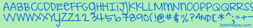 Czcionka DjbILoveMeSomeAly – niebieskie czcionki na zielonym tle