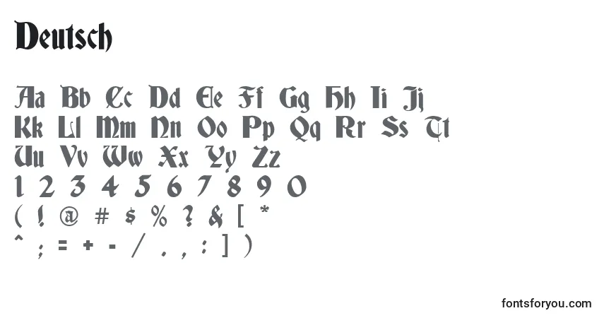 A fonte Deutsch – alfabeto, números, caracteres especiais