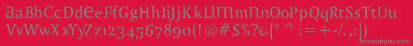 フォントBradbogilvy – 赤い背景に灰色の文字