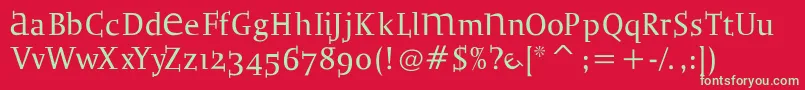 フォントBradbogilvy – 赤い背景に緑の文字