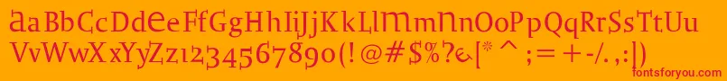 Bradbogilvy-Schriftart – Rote Schriften auf orangefarbenem Hintergrund