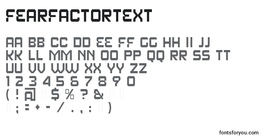 Schriftart FearFactorText – Alphabet, Zahlen, spezielle Symbole