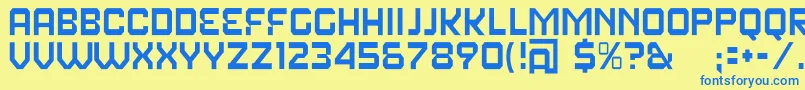 FearFactorText-Schriftart – Blaue Schriften auf gelbem Hintergrund