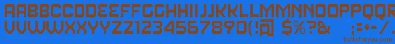 フォントFearFactorText – 茶色の文字が青い背景にあります。