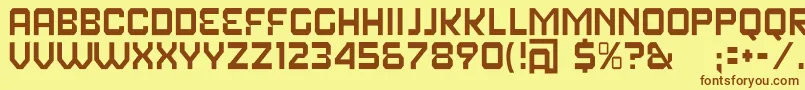 フォントFearFactorText – 茶色の文字が黄色の背景にあります。