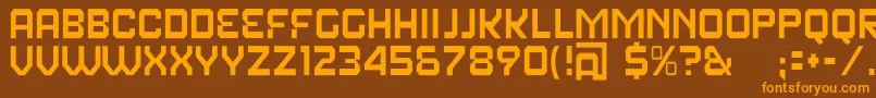 フォントFearFactorText – オレンジ色の文字が茶色の背景にあります。