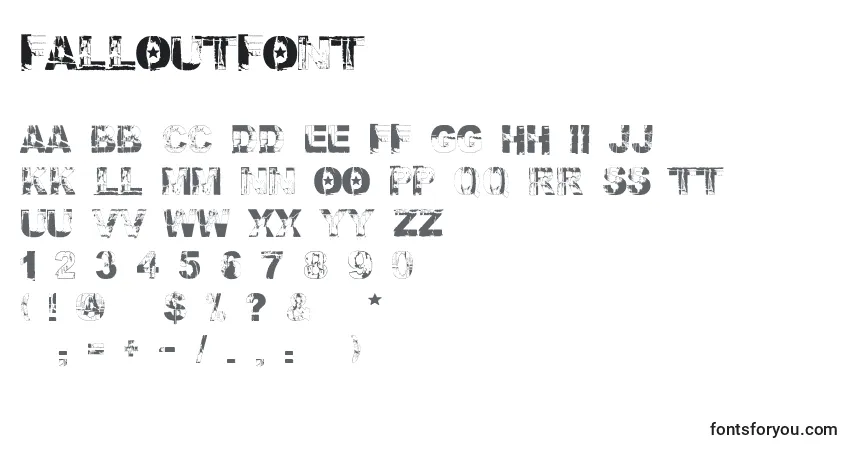 Schriftart Falloutfont – Alphabet, Zahlen, spezielle Symbole