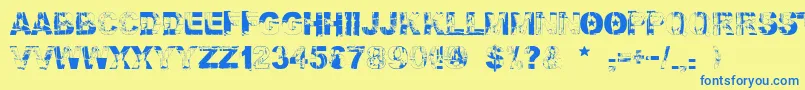 Falloutfont Font – Blue Fonts on Yellow Background