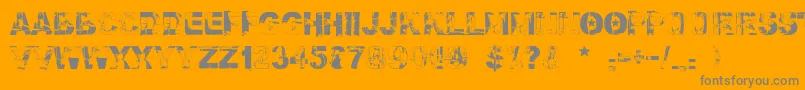 Falloutfont-Schriftart – Graue Schriften auf orangefarbenem Hintergrund