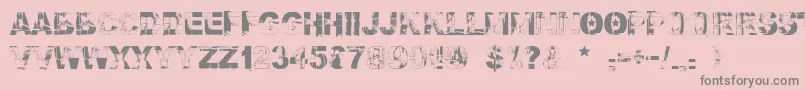 Falloutfont-fontti – harmaat kirjasimet vaaleanpunaisella taustalla