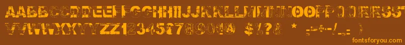 Falloutfont-Schriftart – Orangefarbene Schriften auf braunem Hintergrund