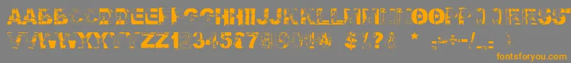 フォントFalloutfont – オレンジの文字は灰色の背景にあります。