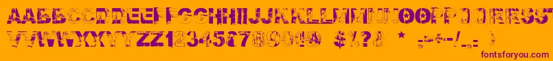 Falloutfont-Schriftart – Violette Schriften auf orangefarbenem Hintergrund