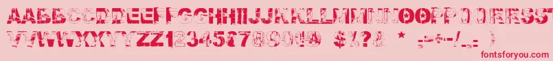 Falloutfont-Schriftart – Rote Schriften auf rosa Hintergrund