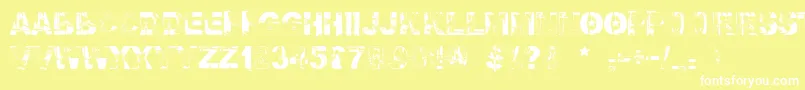 Falloutfont-Schriftart – Weiße Schriften auf gelbem Hintergrund