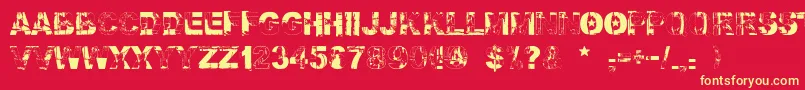 Falloutfont-fontti – keltaiset fontit punaisella taustalla
