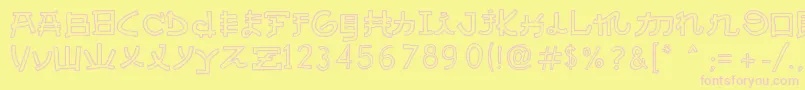 AlmostJapaneseCartoon-fontti – vaaleanpunaiset fontit keltaisella taustalla