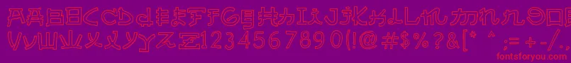 AlmostJapaneseCartoon-Schriftart – Rote Schriften auf violettem Hintergrund