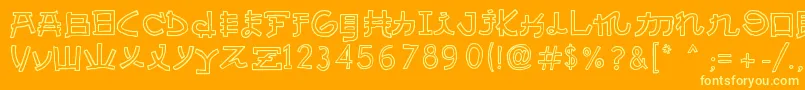 AlmostJapaneseCartoon Font – Yellow Fonts on Orange Background