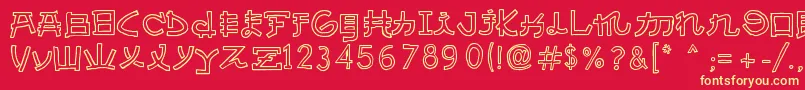 AlmostJapaneseCartoon Font – Yellow Fonts on Red Background