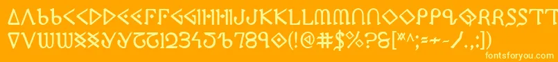 Fonte PresleyPressBold – fontes amarelas em um fundo laranja