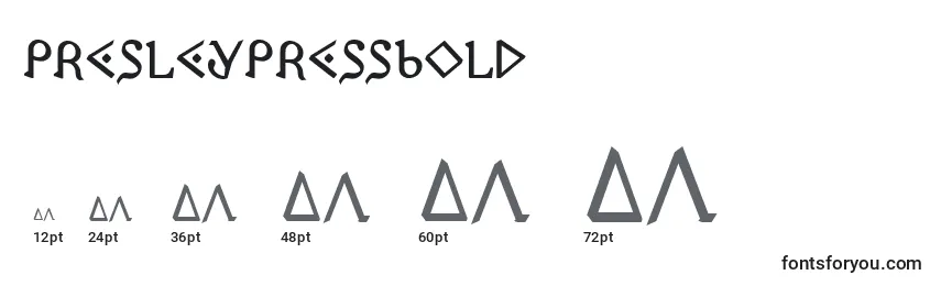 Размеры шрифта PresleyPressBold