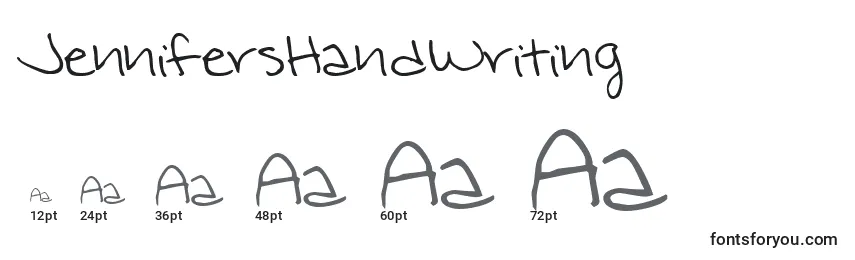 tailles de police jennifershandwriting, jennifershandwritingtailles