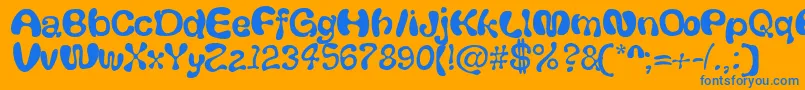 Thickhead Font – Blue Fonts on Orange Background