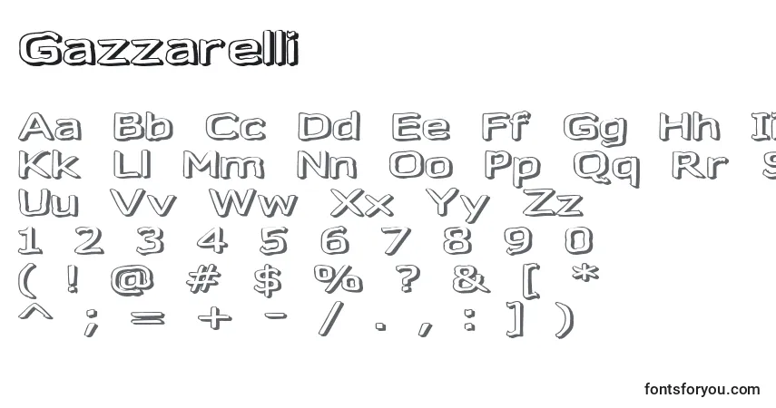 A fonte Gazzarelli – alfabeto, números, caracteres especiais