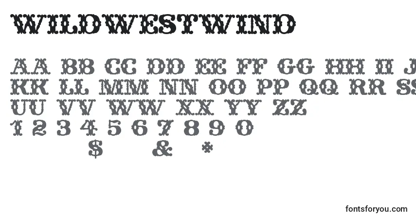 WildWestWind-fontti – aakkoset, numerot, erikoismerkit