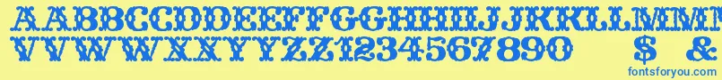 WildWestWind Font – Blue Fonts on Yellow Background
