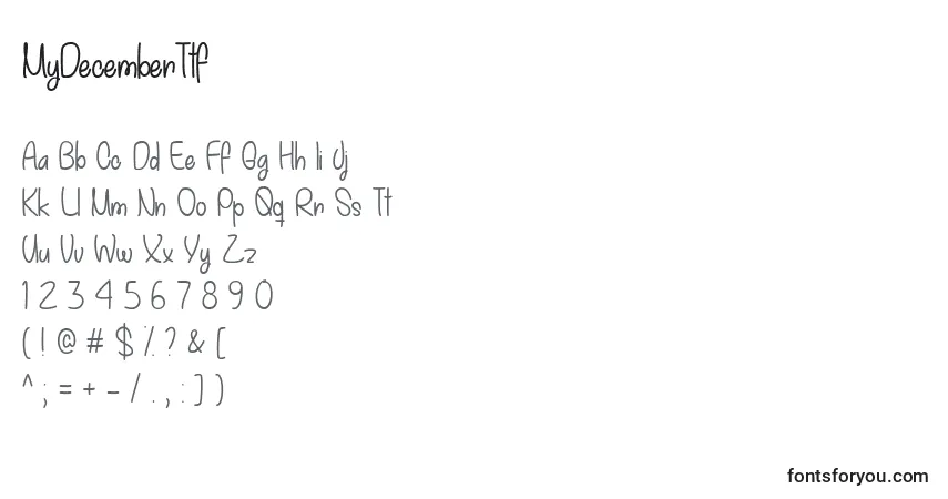 Schriftart MyDecemberTtf – Alphabet, Zahlen, spezielle Symbole