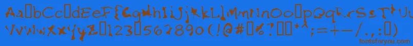 フォントFkrStarlifeSemibold – 茶色の文字が青い背景にあります。
