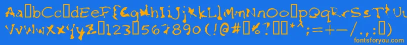 フォントFkrStarlifeSemibold – オレンジ色の文字が青い背景にあります。