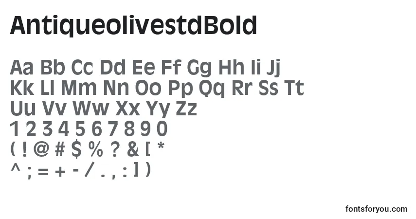 Шрифт AntiqueolivestdBold – алфавит, цифры, специальные символы