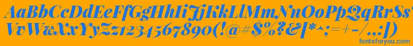 PlayfairdisplayBlackitalic-Schriftart – Blaue Schriften auf orangefarbenem Hintergrund