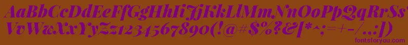 PlayfairdisplayBlackitalic-Schriftart – Violette Schriften auf braunem Hintergrund